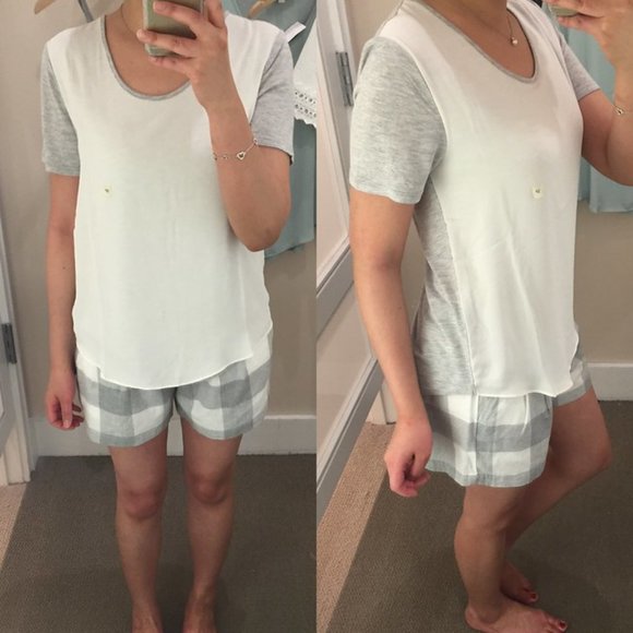 Ann Taylor Loft White Gray Fluid Tee XXSP Petite - Picture 4 of 4